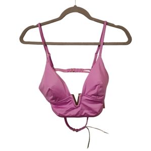 Pink and Gold Victoria’s Secret Women's V-Hardware Bralette Bikini Top